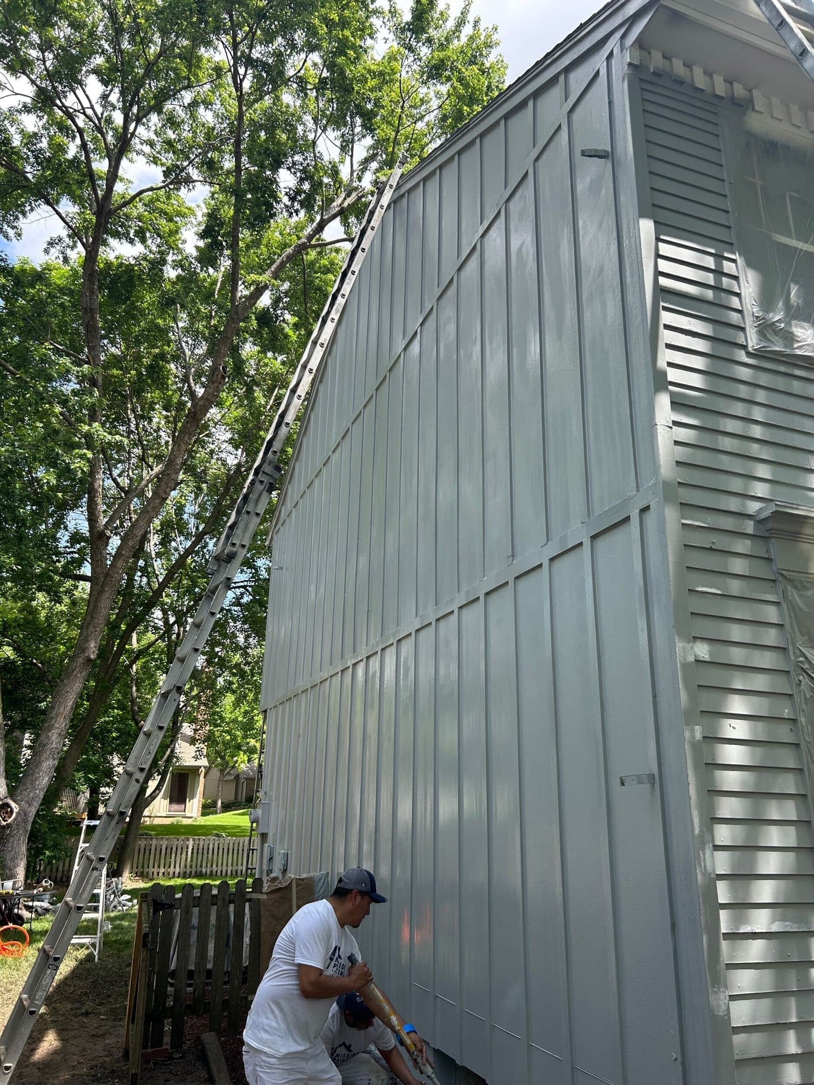 Exterior right side painting progress